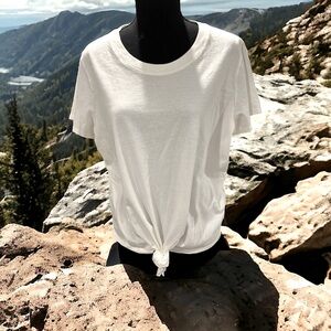 MADEWELL Knot front T Shirt‎ White XL NWOT
